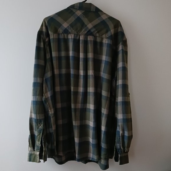 Mens Magellan Outdoors Green Plaid Cotton Flannel Shirt Size 3XL Classic Fit - Picture 2 of 7
